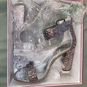 Silver Glitter Size 7.5 High Heels